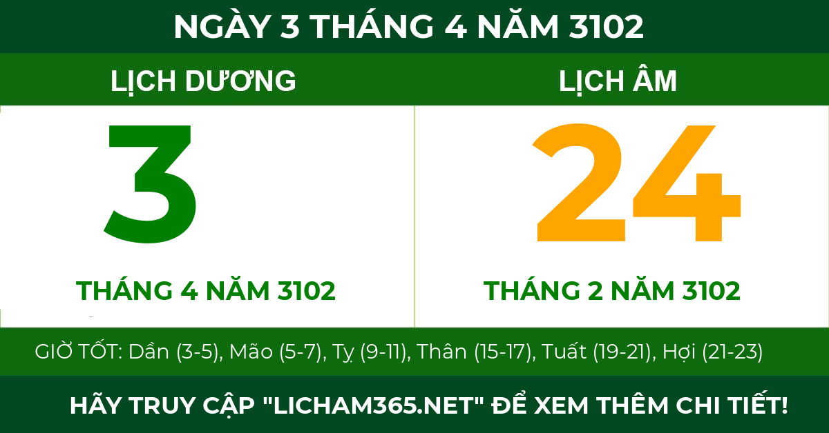lịch âm ngày 3 tháng 4 năm 3102