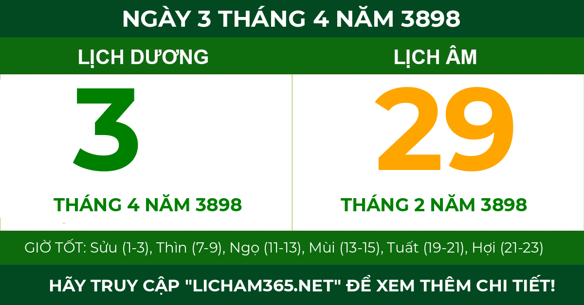 lịch âm ngày 3 tháng 4 năm 3898