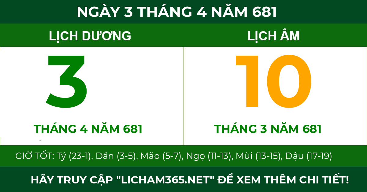 lịch âm ngày 3 tháng 4 năm 681