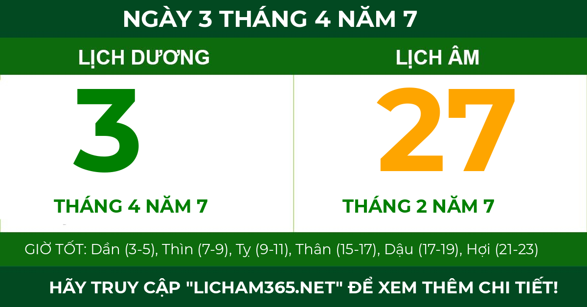 lịch âm ngày 3 tháng 4 năm 7