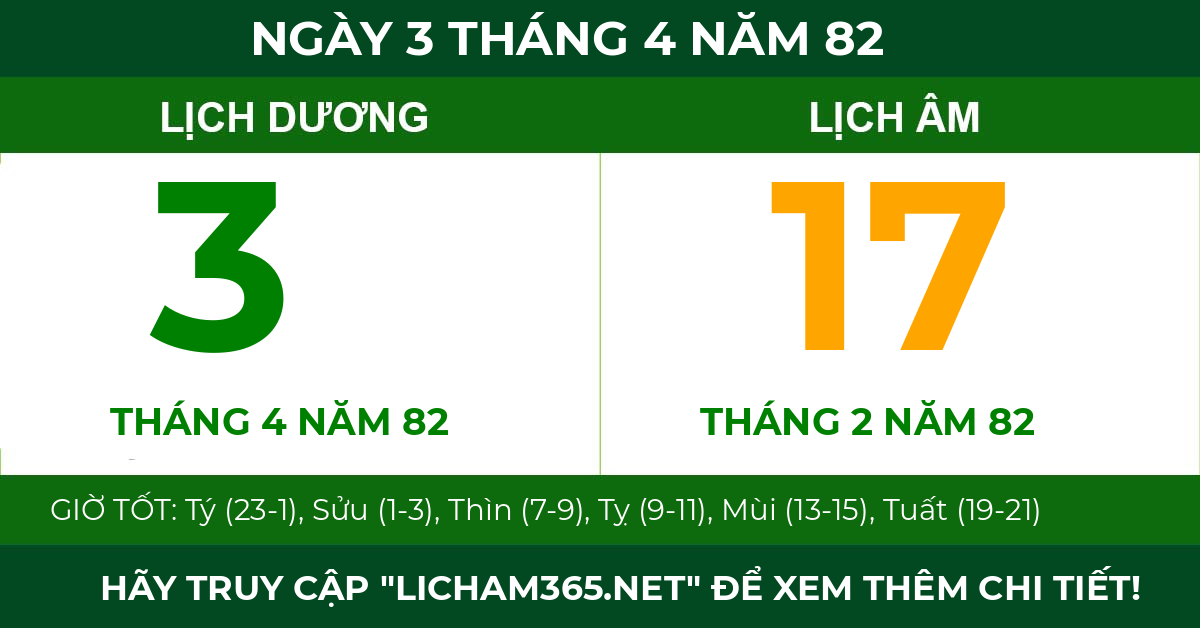 lịch âm ngày 3 tháng 4 năm 82
