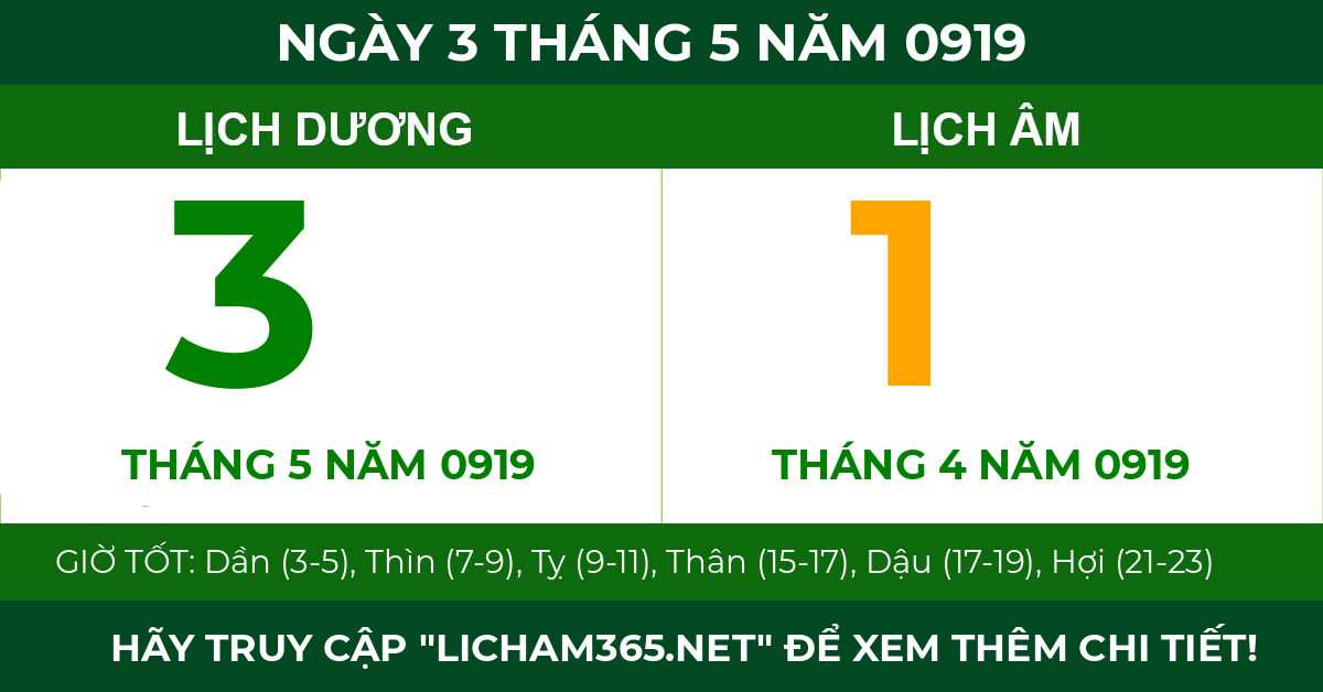lịch âm ngày 3 tháng 5 năm 0919