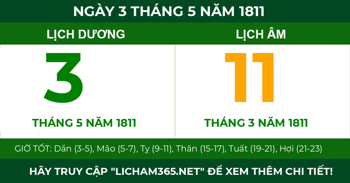 lịch âm ngày 3 tháng 5 năm 1811