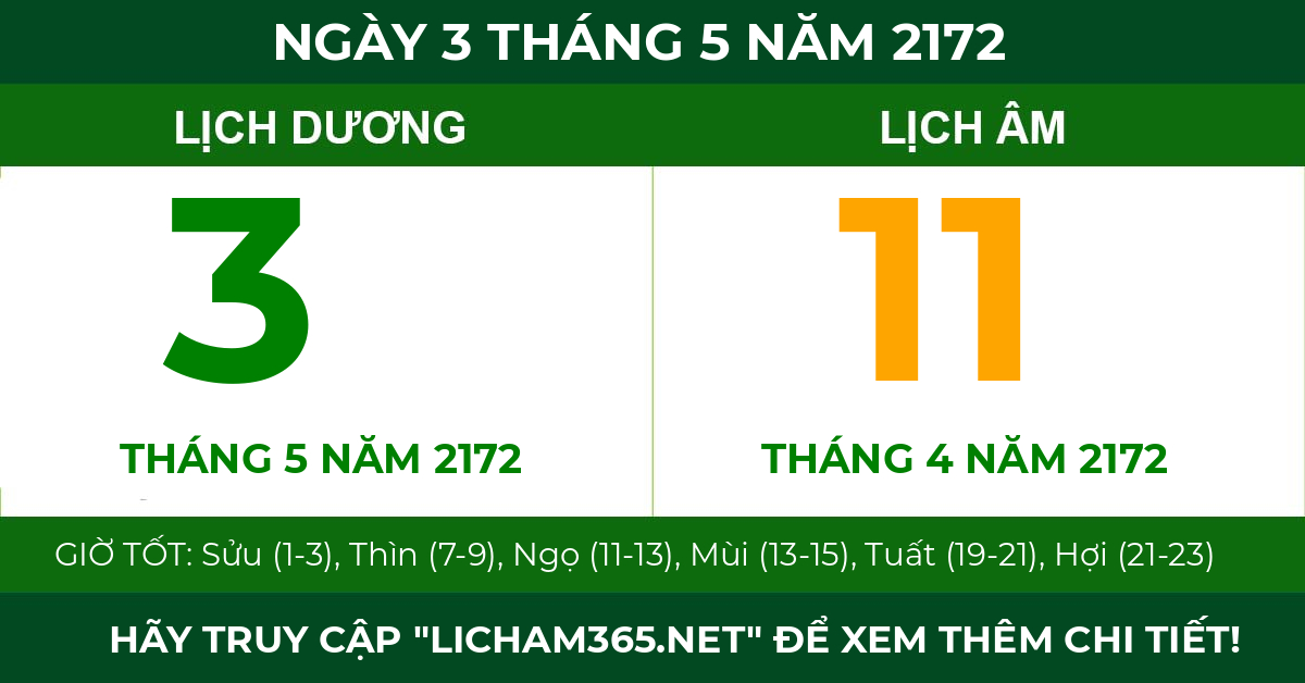 lịch âm ngày 3 tháng 5 năm 2172