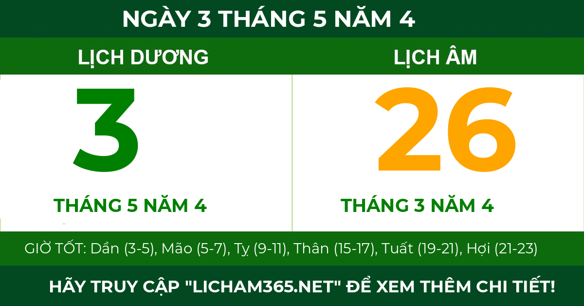 lịch âm ngày 3 tháng 5 năm 4