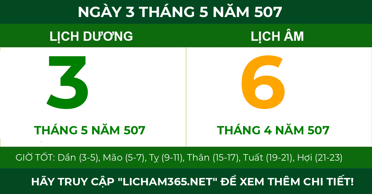 lịch âm ngày 3 tháng 5 năm 507
