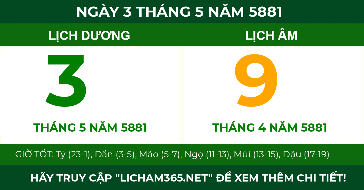 lịch âm ngày 3 tháng 5 năm 5881