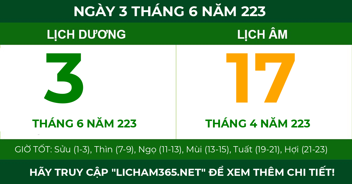 lịch âm ngày 3 tháng 6 năm 223