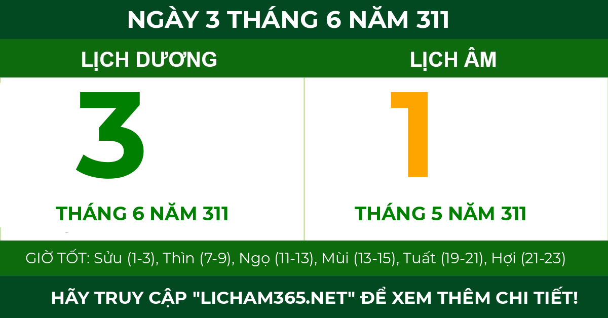 lịch âm ngày 3 tháng 6 năm 311