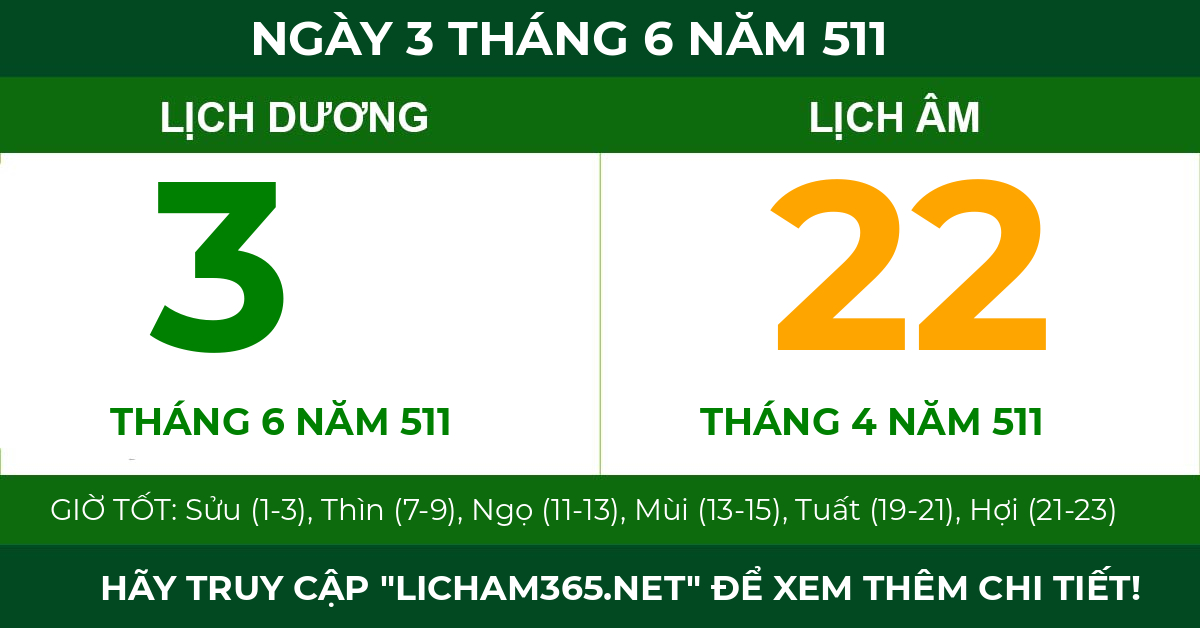 lịch âm ngày 3 tháng 6 năm 511