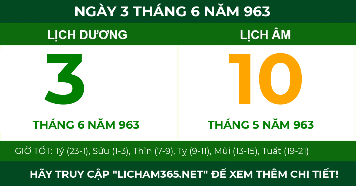 lịch âm ngày 3 tháng 6 năm 963