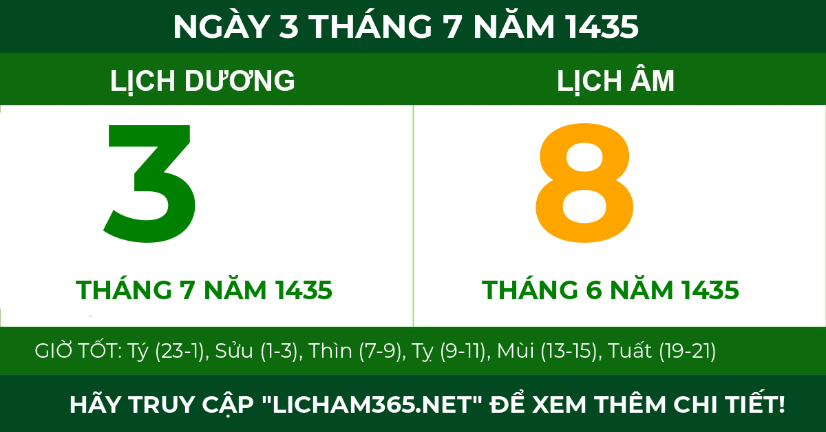 lịch âm ngày 3 tháng 7 năm 1435