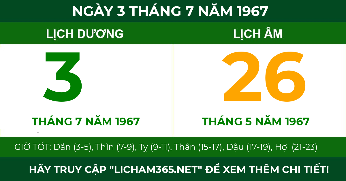 lịch âm ngày 3 tháng 7 năm 1967