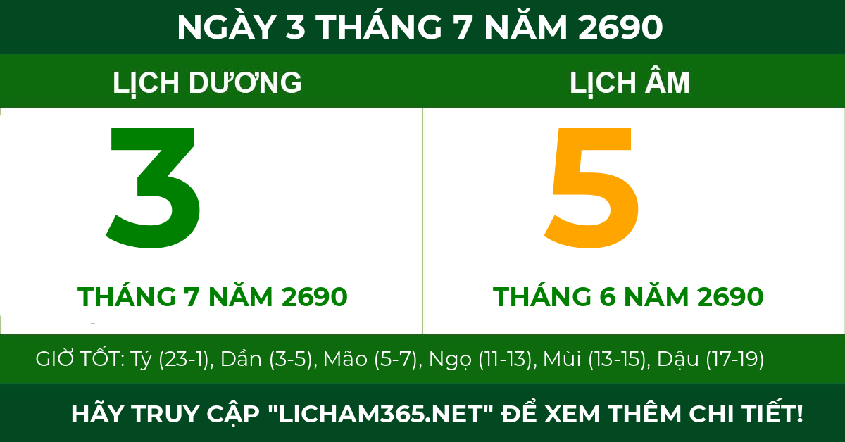lịch âm ngày 3 tháng 7 năm 2690