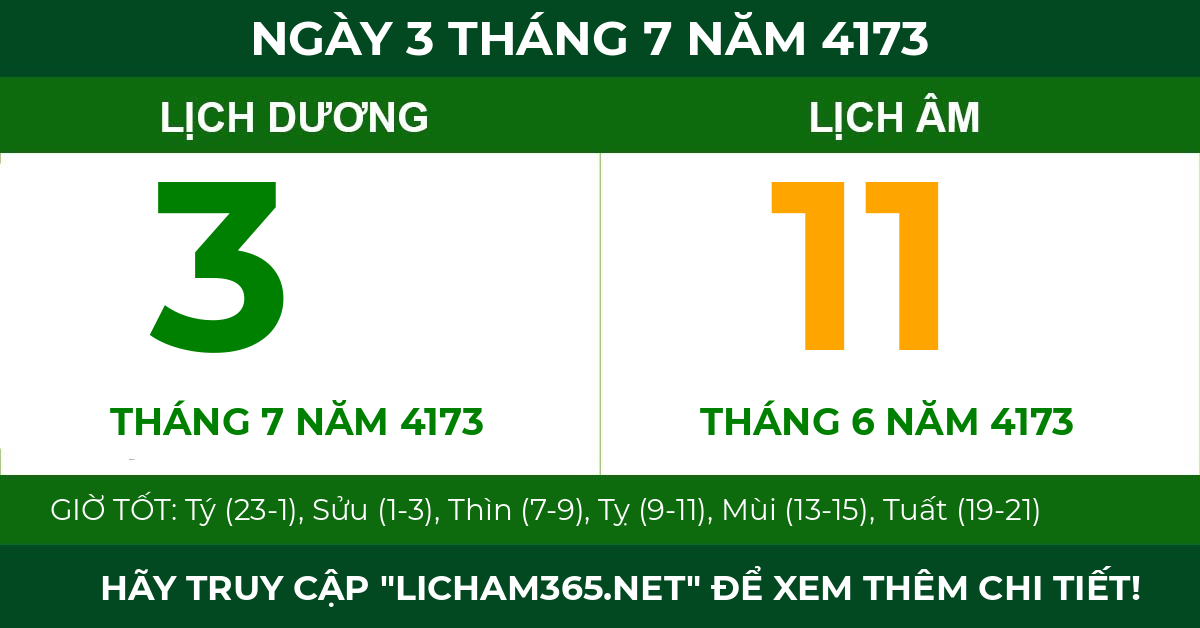 lịch âm ngày 3 tháng 7 năm 4173