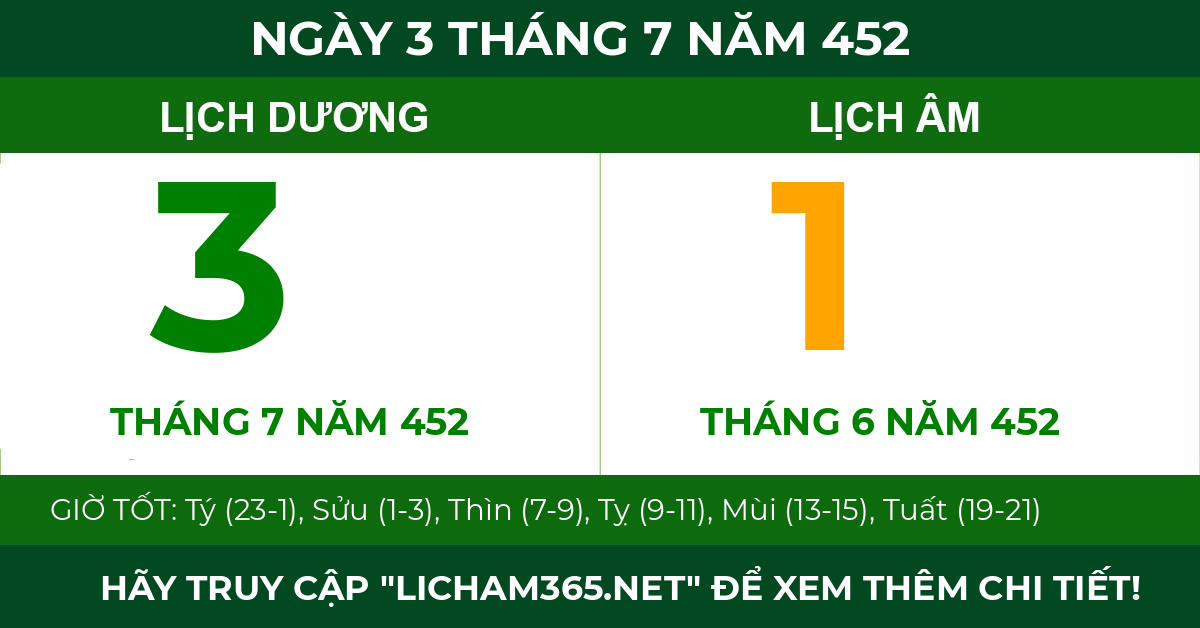lịch âm ngày 3 tháng 7 năm 452