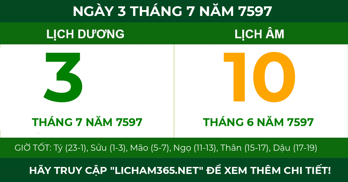 lịch âm ngày 3 tháng 7 năm 7597