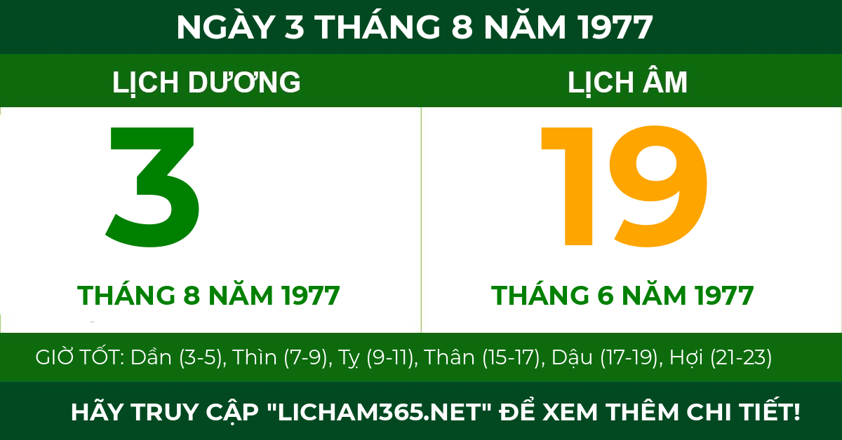 lịch âm ngày 3 tháng 8 năm 1977