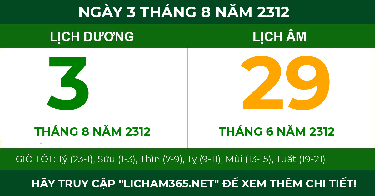 lịch âm ngày 3 tháng 8 năm 2312