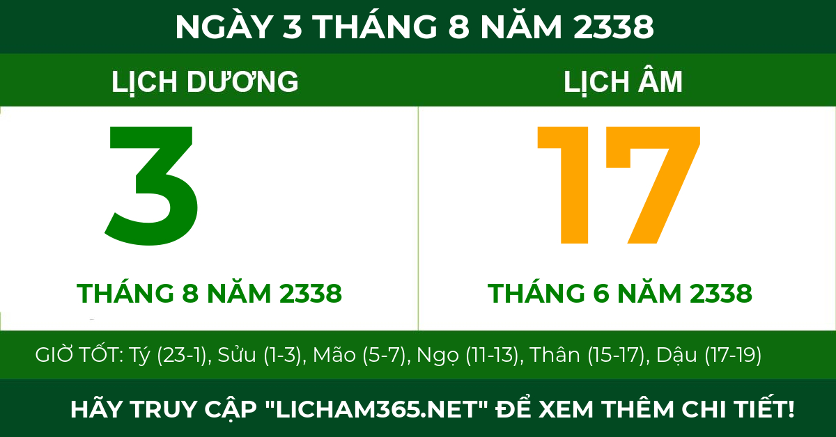 lịch âm ngày 3 tháng 8 năm 2338