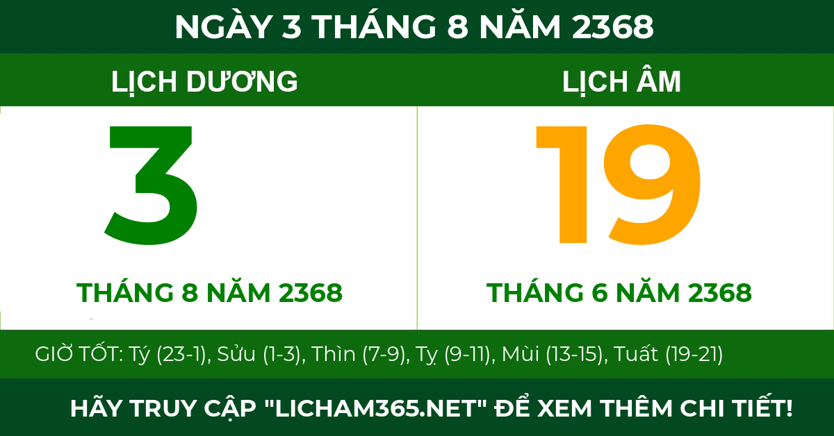 lịch âm ngày 3 tháng 8 năm 2368