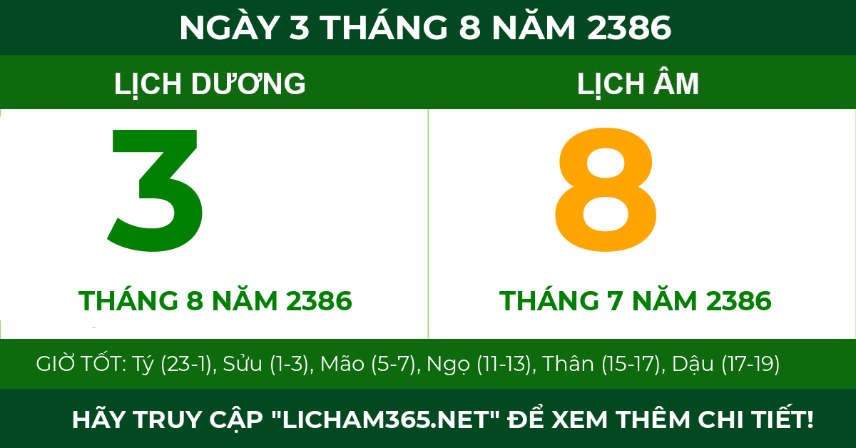 lịch âm ngày 3 tháng 8 năm 2386