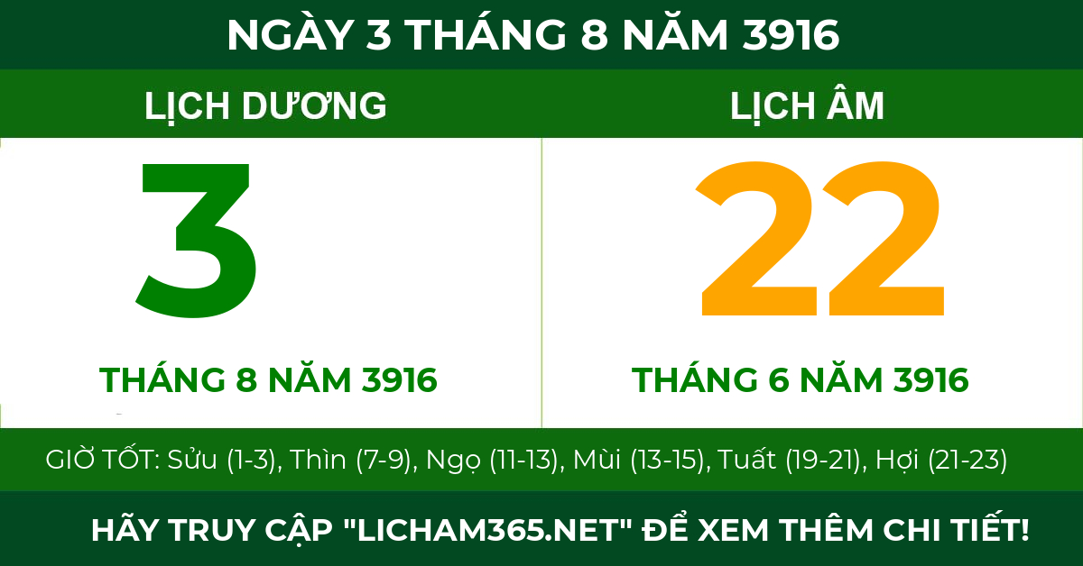 lịch âm ngày 3 tháng 8 năm 3916