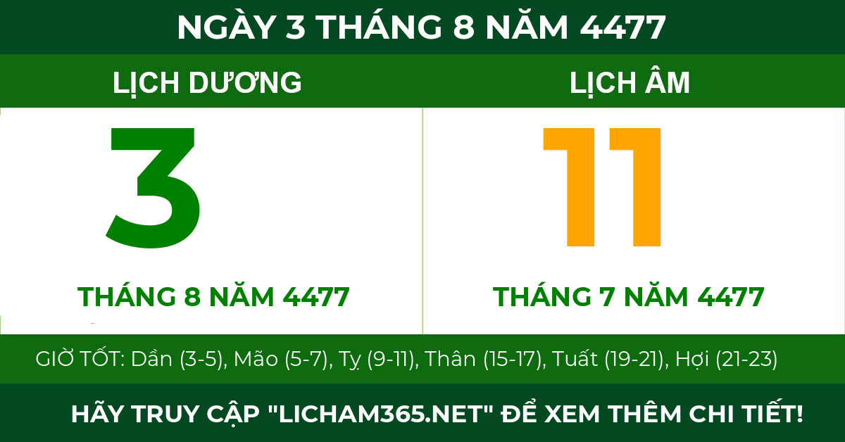 lịch âm ngày 3 tháng 8 năm 4477