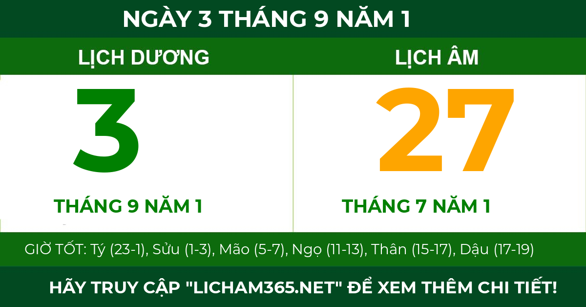 lịch âm ngày 3 tháng 9 năm 1