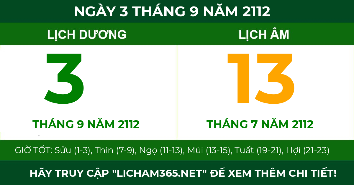 lịch âm ngày 3 tháng 9 năm 2112