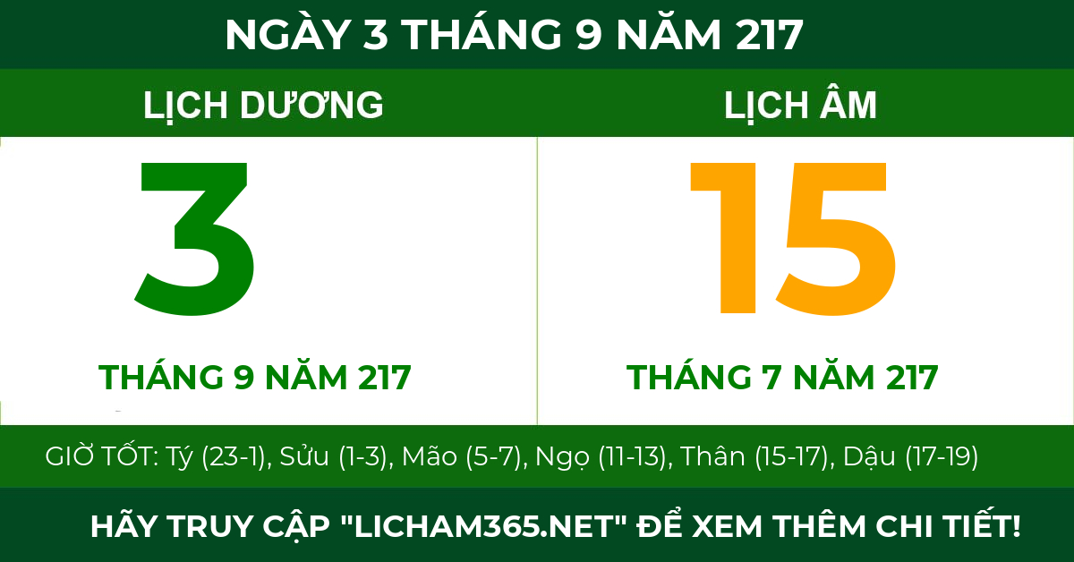lịch âm ngày 3 tháng 9 năm 217