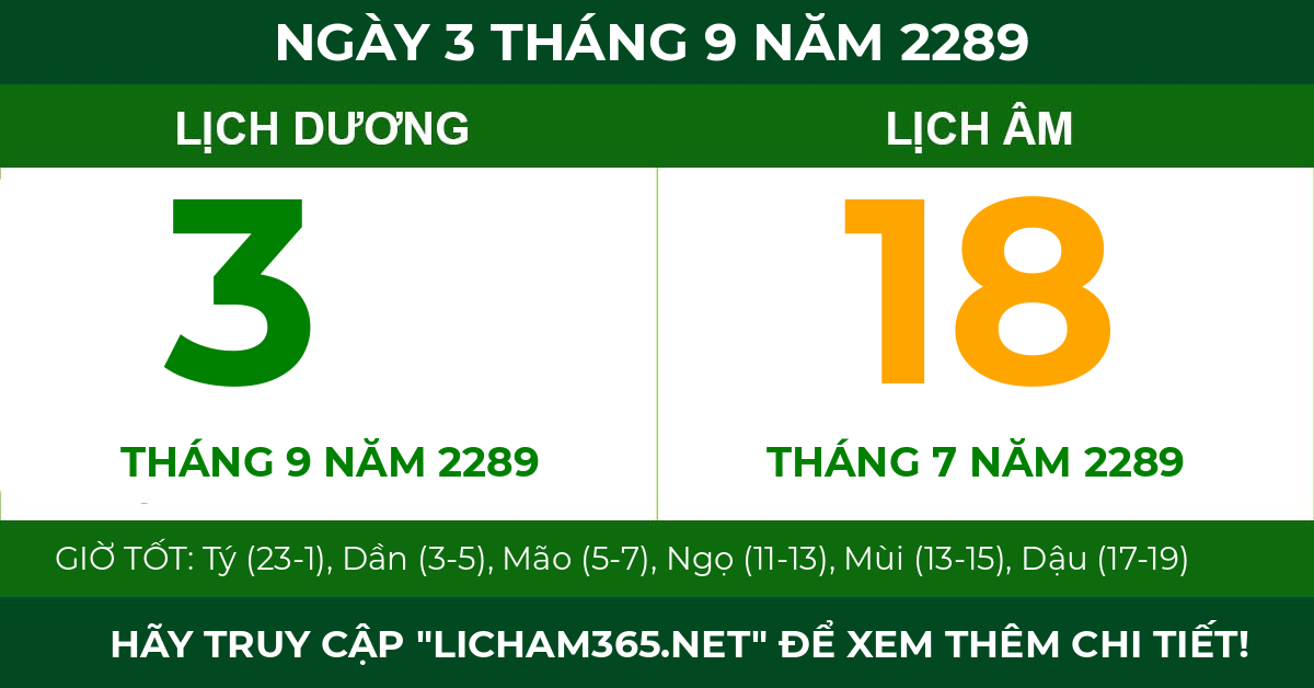 lịch âm ngày 3 tháng 9 năm 2289