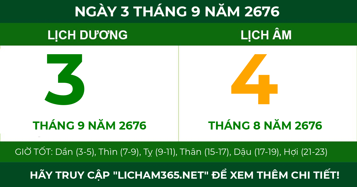 lịch âm ngày 3 tháng 9 năm 2676