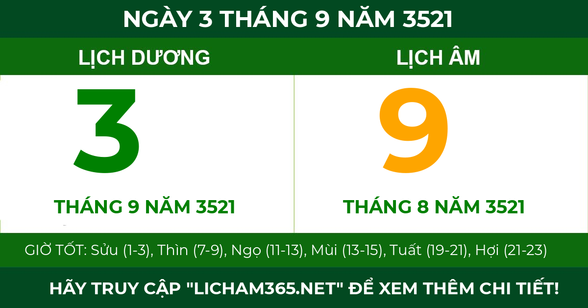lịch âm ngày 3 tháng 9 năm 3521