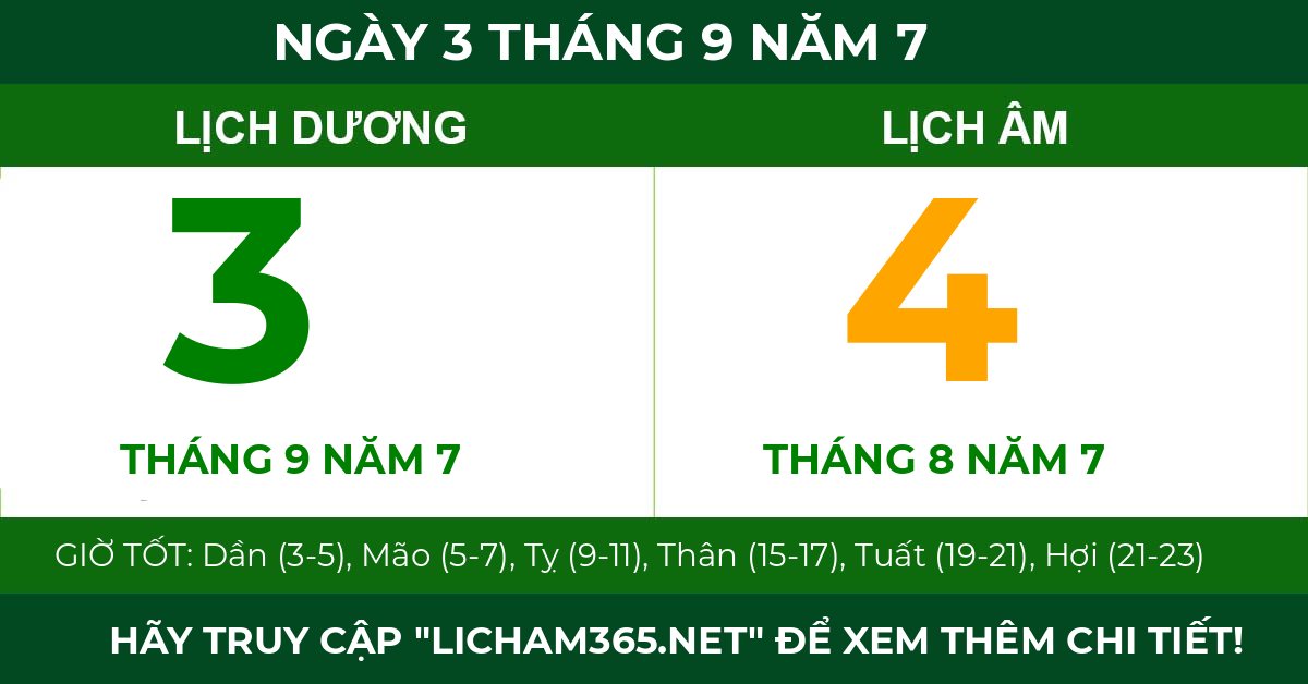 lịch âm ngày 3 tháng 9 năm 7