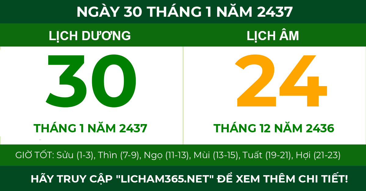 lịch âm ngày 30 tháng 1 năm 2437