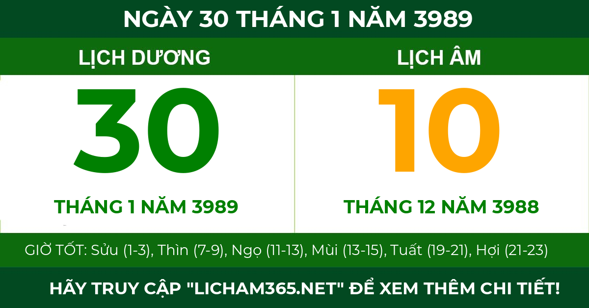 lịch âm ngày 30 tháng 1 năm 3989