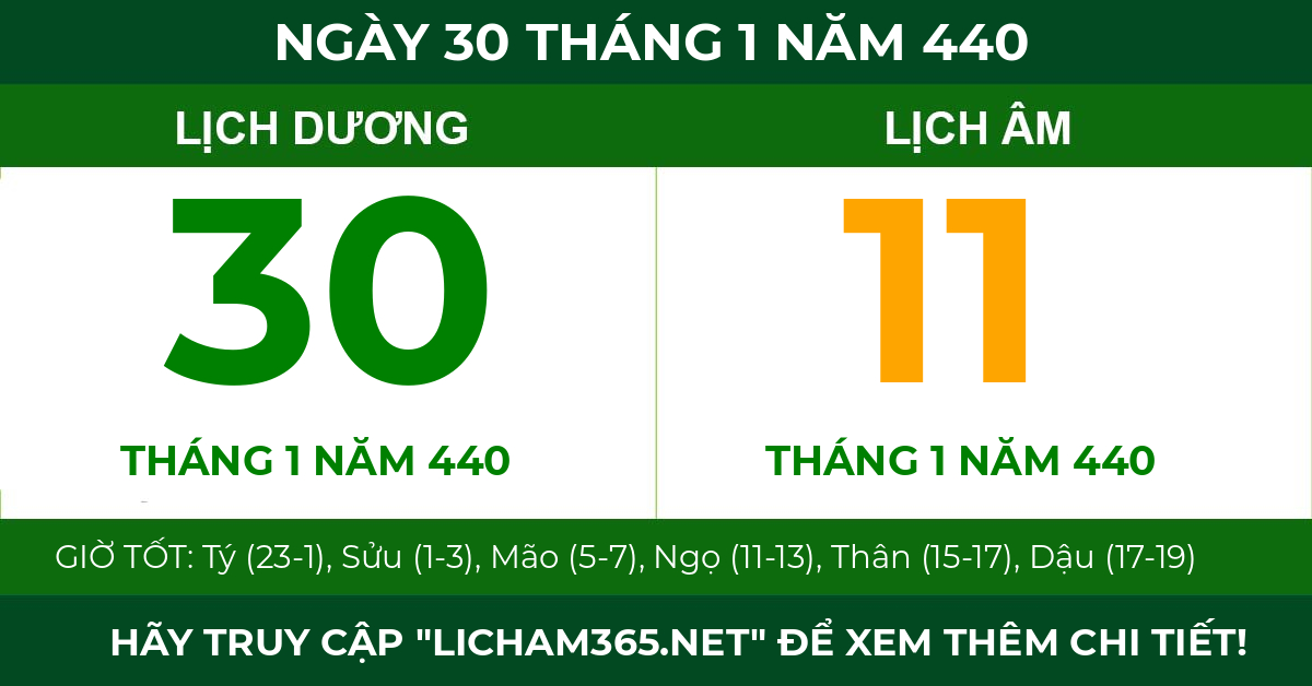 lịch âm ngày 30 tháng 1 năm 440