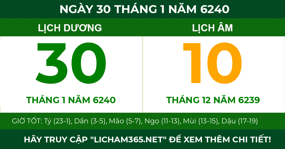 lịch âm ngày 30 tháng 1 năm 6240