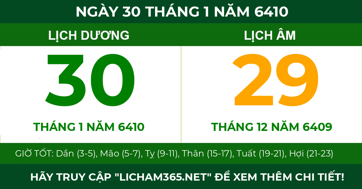 lịch âm ngày 30 tháng 1 năm 6410