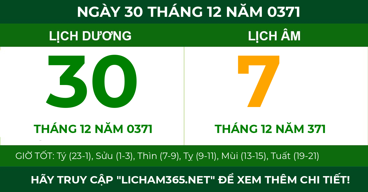 lịch âm ngày 30 tháng 12 năm 0371