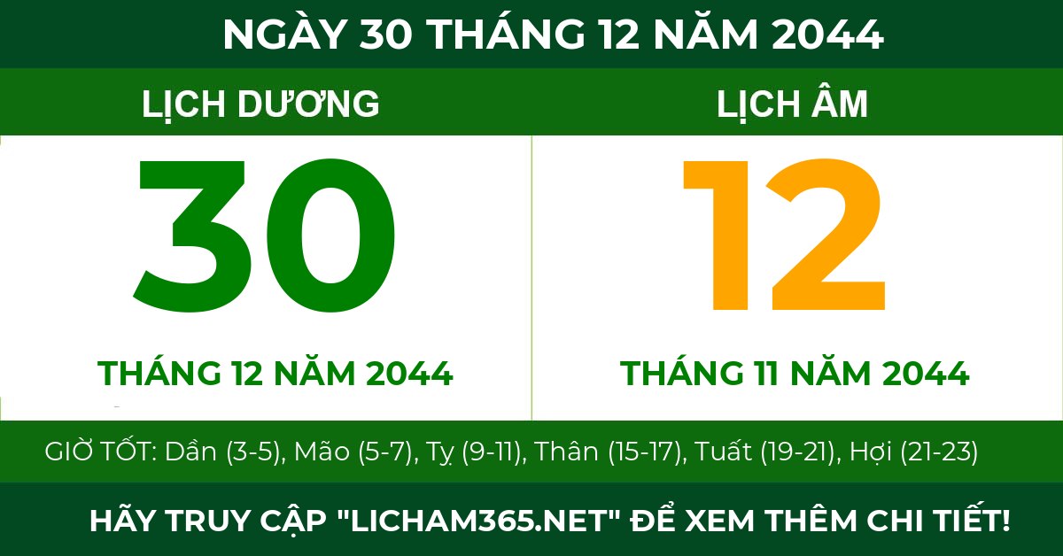lịch âm ngày 30 tháng 12 năm 2044