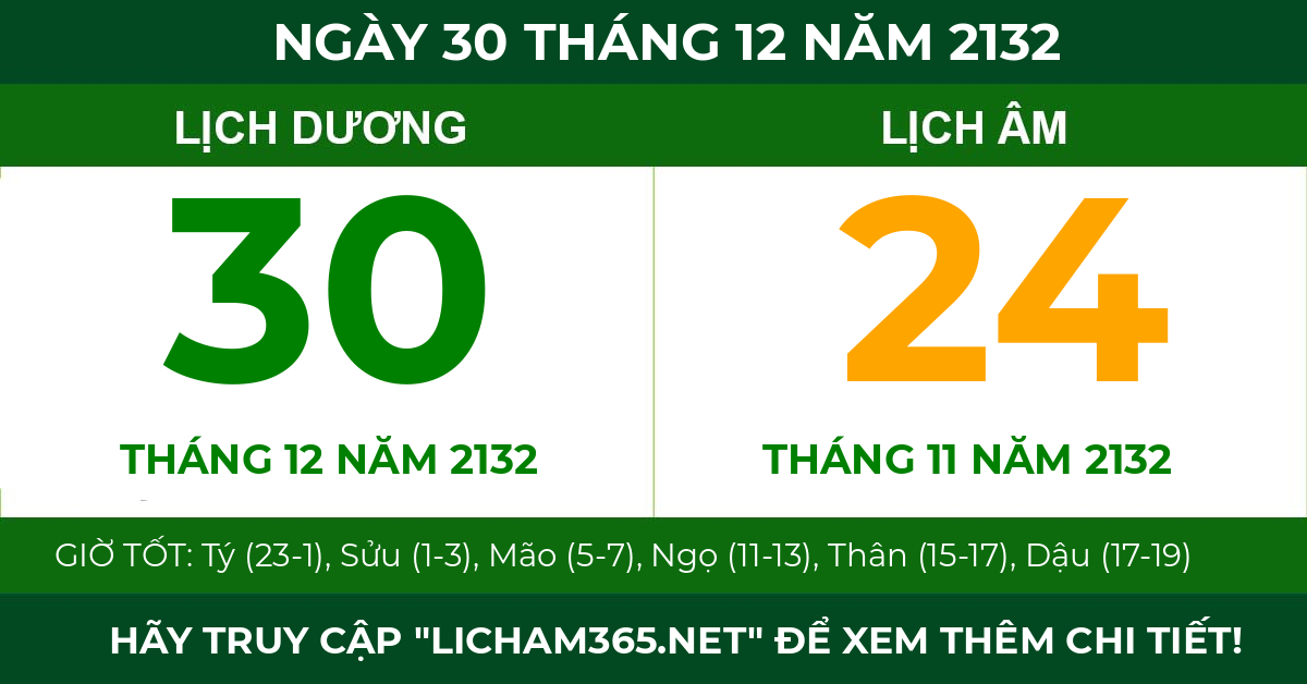 lịch âm ngày 30 tháng 12 năm 2132