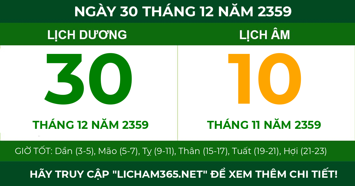 lịch âm ngày 30 tháng 12 năm 2359