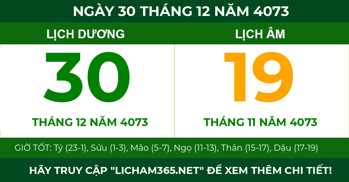 lịch âm ngày 30 tháng 12 năm 4073