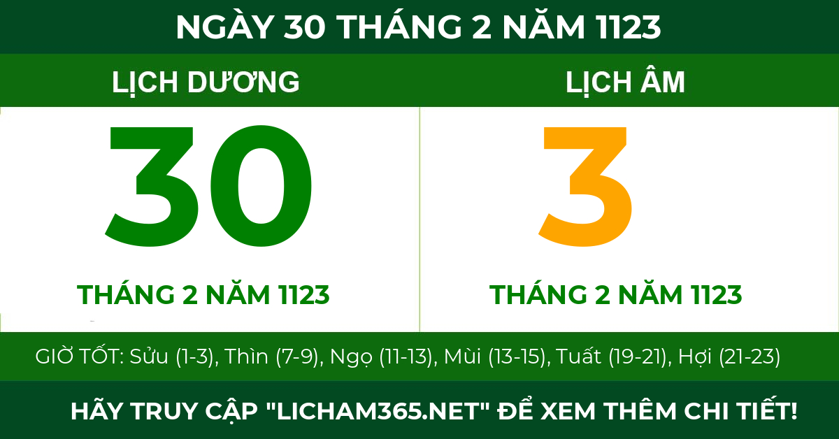 lịch âm ngày 30 tháng 2 năm 1123