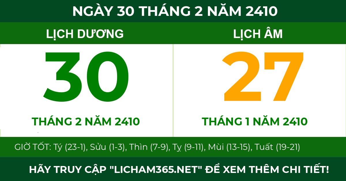lịch âm ngày 30 tháng 2 năm 2410