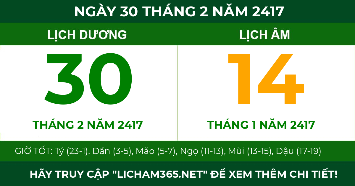 lịch âm ngày 30 tháng 2 năm 2417