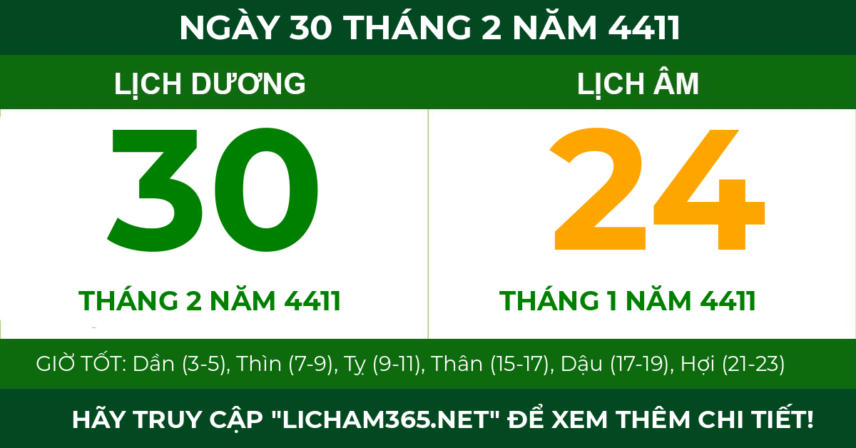 lịch âm ngày 30 tháng 2 năm 4411