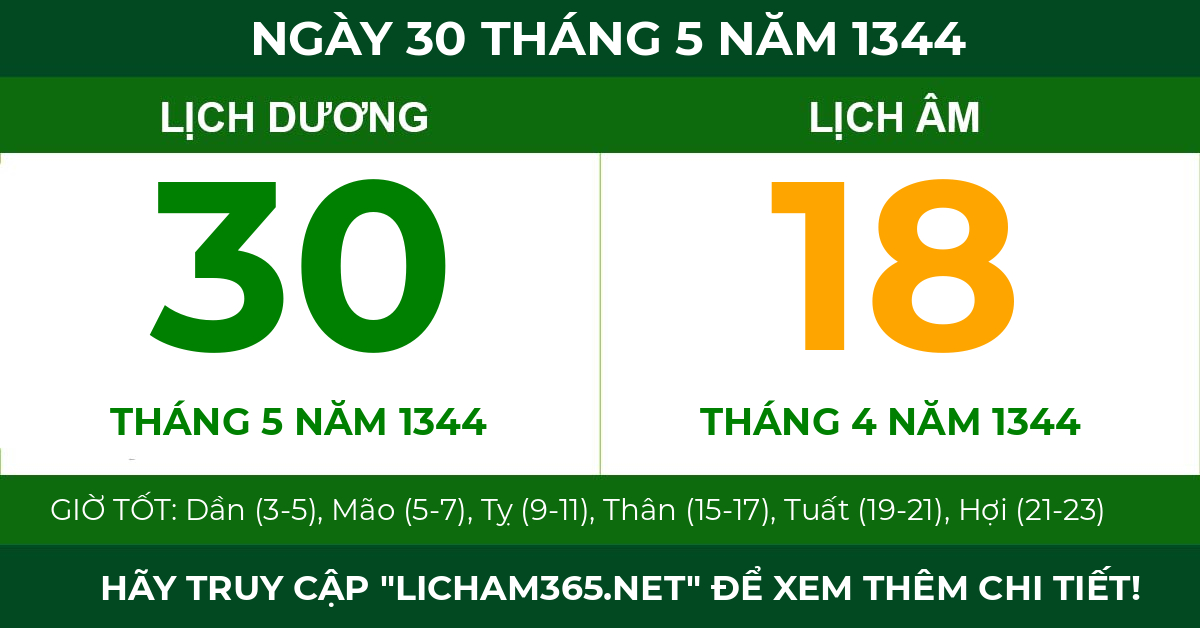 lịch âm ngày 30 tháng 5 năm 1344